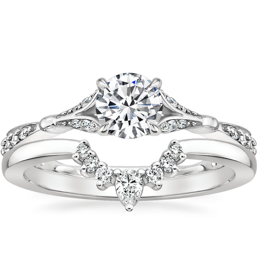 18K White Gold Zinnia Diamond Ring 1 3 ct. tw. with Lunette